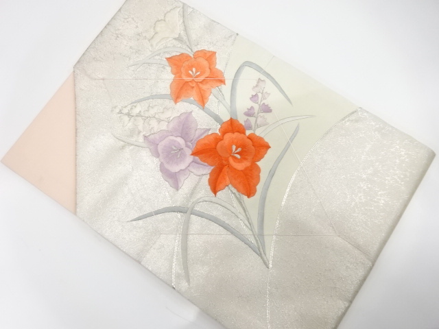 未使用品　洋花模様　刺繍　名古屋帯